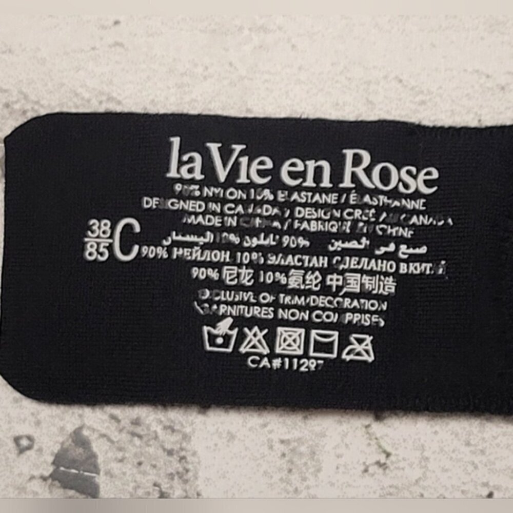 La Vie En Rose Lace Push Up Bra 38C Black Blue Padded Underwire - Picture 7 of 8